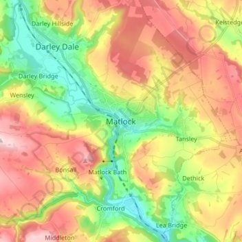 Matlock topographic map, elevation, terrain