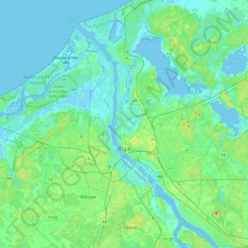 Riga topographic map, elevation, terrain