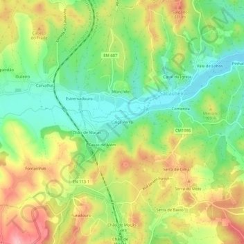 Calça Perra topographic map, elevation, terrain