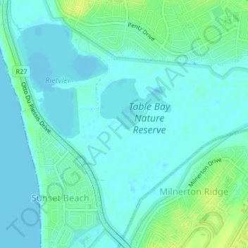 Rietvlei Wetland Reserve topographic map, elevation, terrain