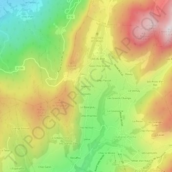 Argence topographic map, elevation, terrain