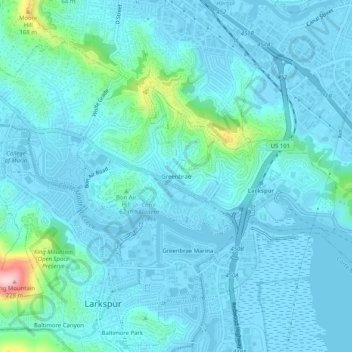 Greenbrae topographic map, elevation, terrain