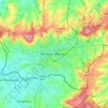 Ronse topographic map, elevation, terrain