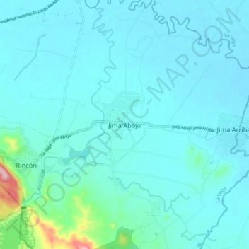 Jima Abajo topographic map, elevation, terrain