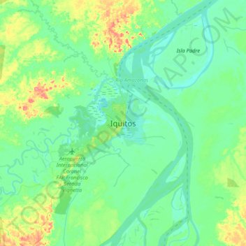 Iquitos topographic map, elevation, terrain