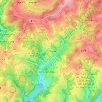 Dhünn topographic map, elevation, terrain