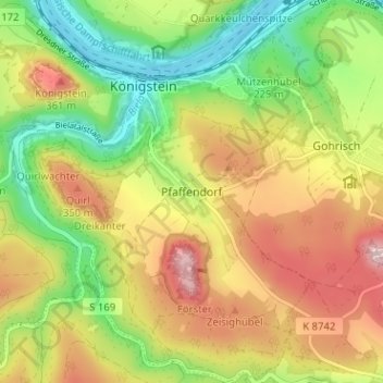 Pfaffendorf topographic map, elevation, terrain