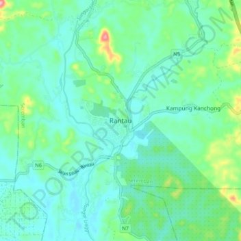 Rantau topographic map, elevation, terrain