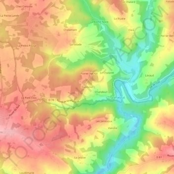 Curmont topographic map, elevation, terrain