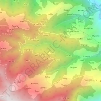 Tharli topographic map, elevation, terrain
