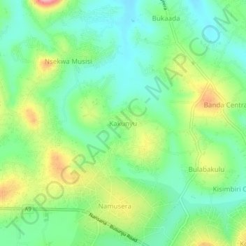 Kakunyu topographic map, elevation, terrain