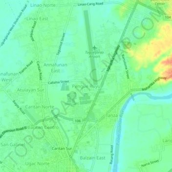 Pengue Ruyu topographic map, elevation, terrain