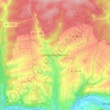 Lampoldshausen topographic map, elevation, terrain