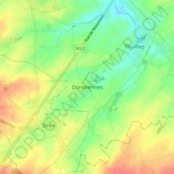 Donstiennes topographic map, elevation, terrain