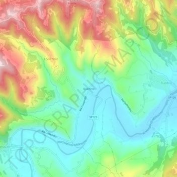 Quartino topographic map, elevation, terrain