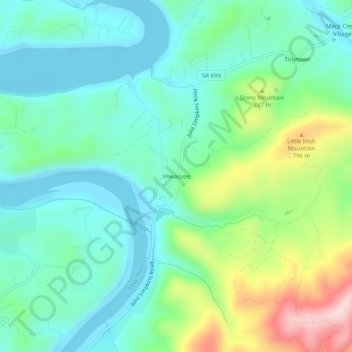 Hiwassee topographic map, elevation, terrain