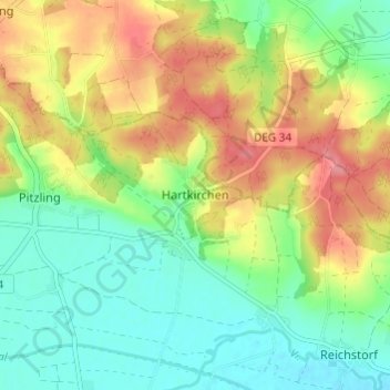 Hartkirchen topographic map, elevation, terrain