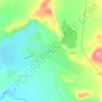 Van Stadensrus topographic map, elevation, terrain