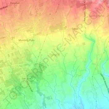 Tangob topographic map, elevation, terrain