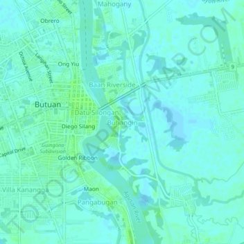 Buhangin topographic map, elevation, terrain