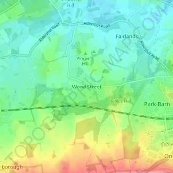 Wood Street topographic map, elevation, terrain