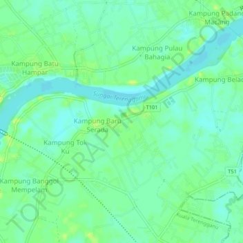 Kampung Serada topographic map, elevation, terrain