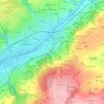 Lavallot topographic map, elevation, terrain