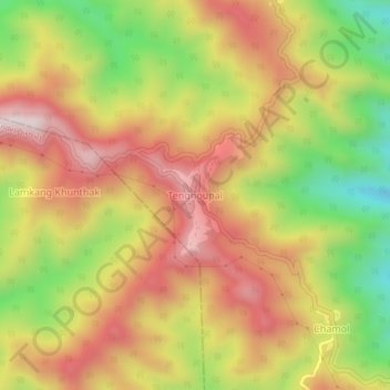 Tengnoupal topographic map, elevation, terrain