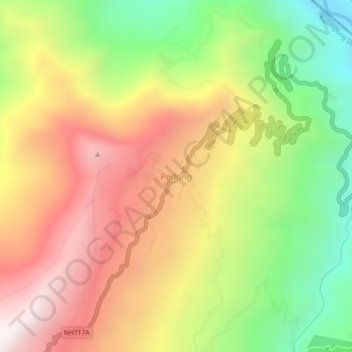 Pedong topographic map, elevation, terrain