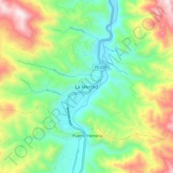 La Merced topographic map, elevation, terrain