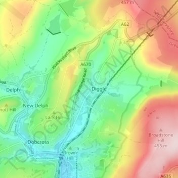Harrop Dale topographic map, elevation, terrain