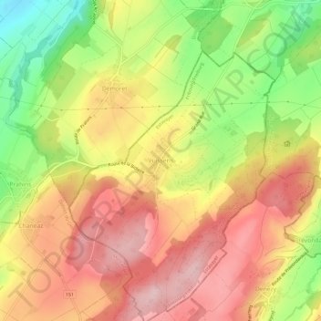 Vuissens topographic map, elevation, terrain