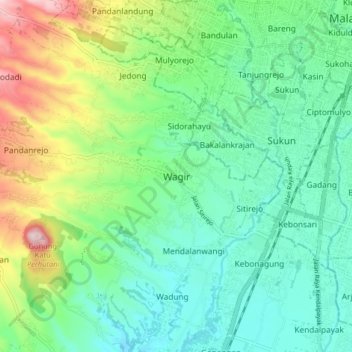 Wagir topographic map, elevation, terrain