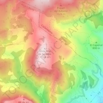 Serelles topographic map, elevation, terrain