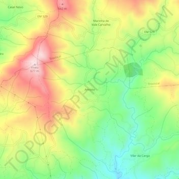 Amioso topographic map, elevation, terrain