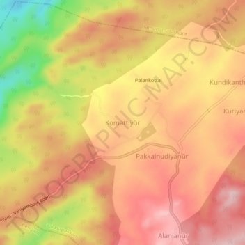 Komattiyūr topographic map, elevation, terrain