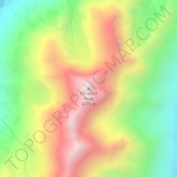 Pyramid Peak topographic map, elevation, terrain