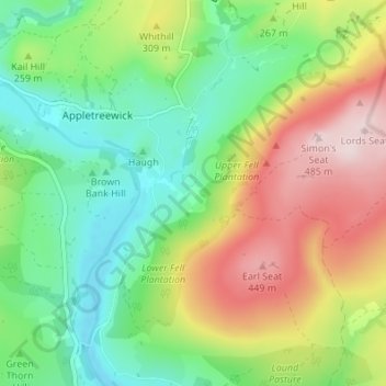 Howgill topographic map, elevation, terrain