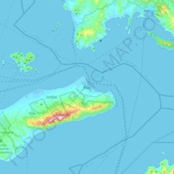 Kos topographic map, elevation, terrain