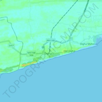 Digha topographic map, elevation, terrain