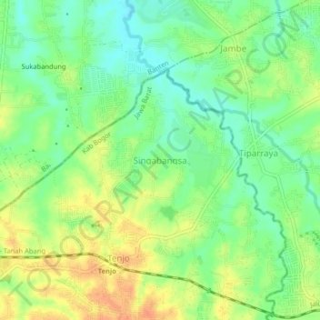 Singabangsa topographic map, elevation, terrain