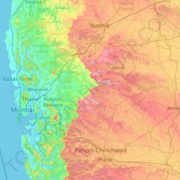 Naneghat topographic map, elevation, terrain