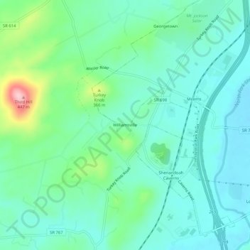 Williamsville topographic map, elevation, terrain