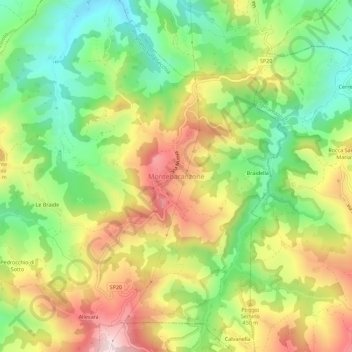 Montebaranzone topographic map, elevation, terrain