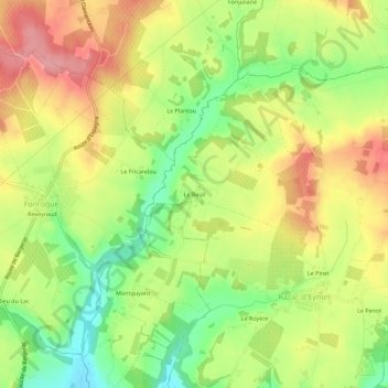 Le Beuil topographic map, elevation, terrain