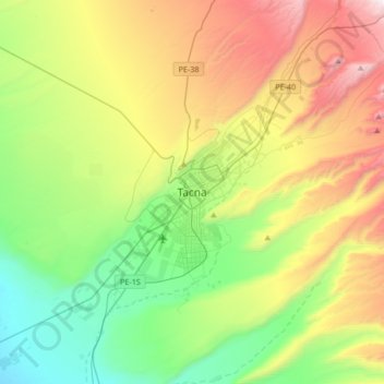 Tacna topographic map, elevation, terrain