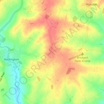 Brockley Green topographic map, elevation, terrain