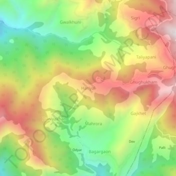 Hariyal topographic map, elevation, terrain