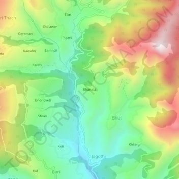 Khanola topographic map, elevation, terrain