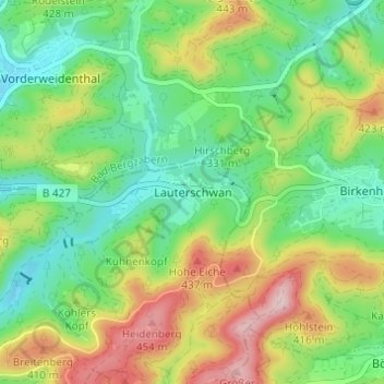 Lauterschwan topographic map, elevation, terrain